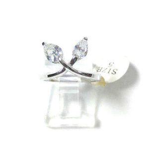 Silver Teardrop CZ Ring Rhodium Marked 924